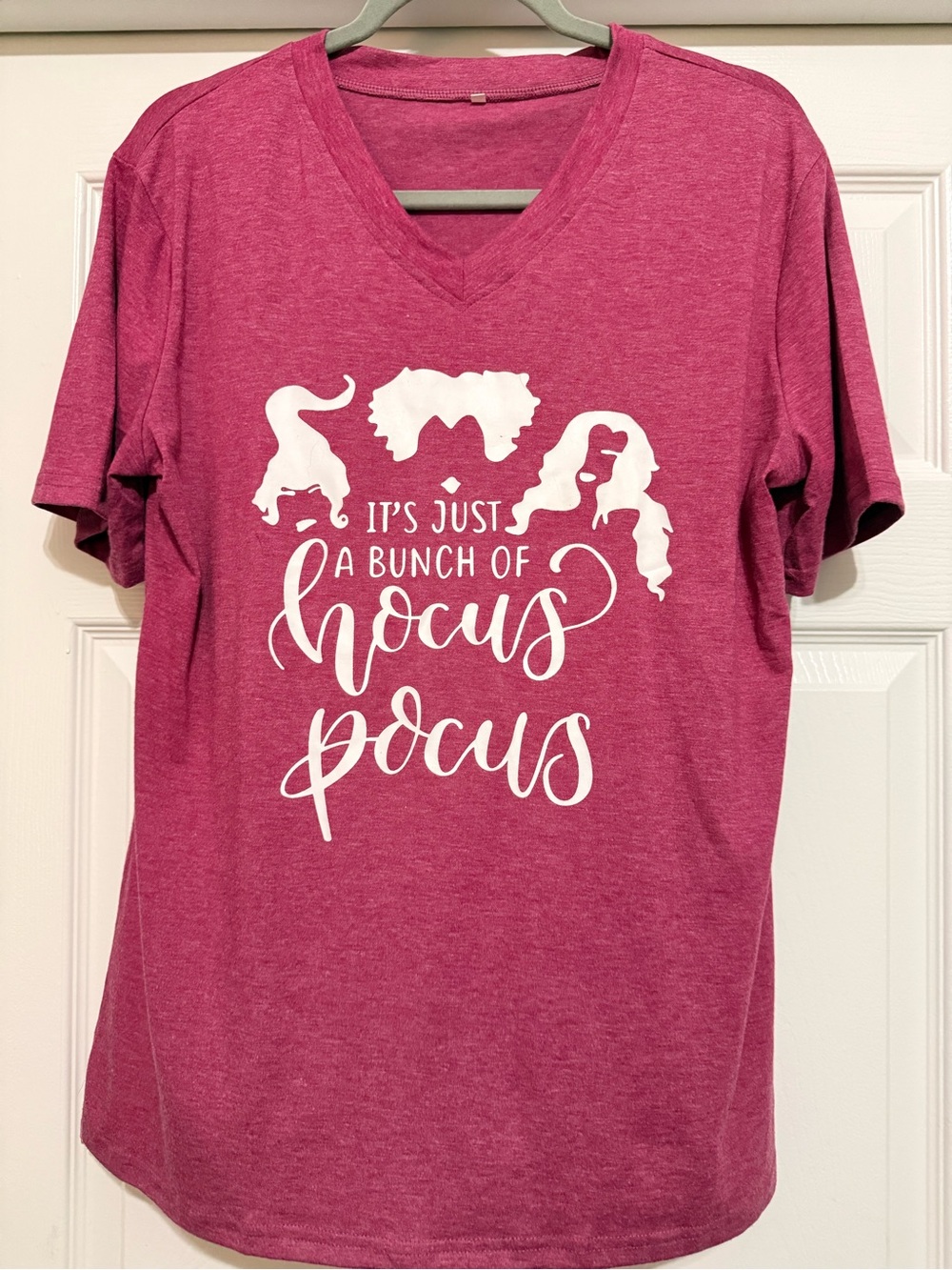 Women's Halloween'It's Just a Bunch of Hocus Pocus' V-Neck Tee - Pink